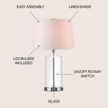 Walsh 25" Glass LED Table Lamp - JONATHAN Y